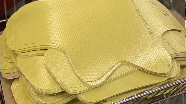 HighCom Armor soft armor panel protective inside fabric stacked for production