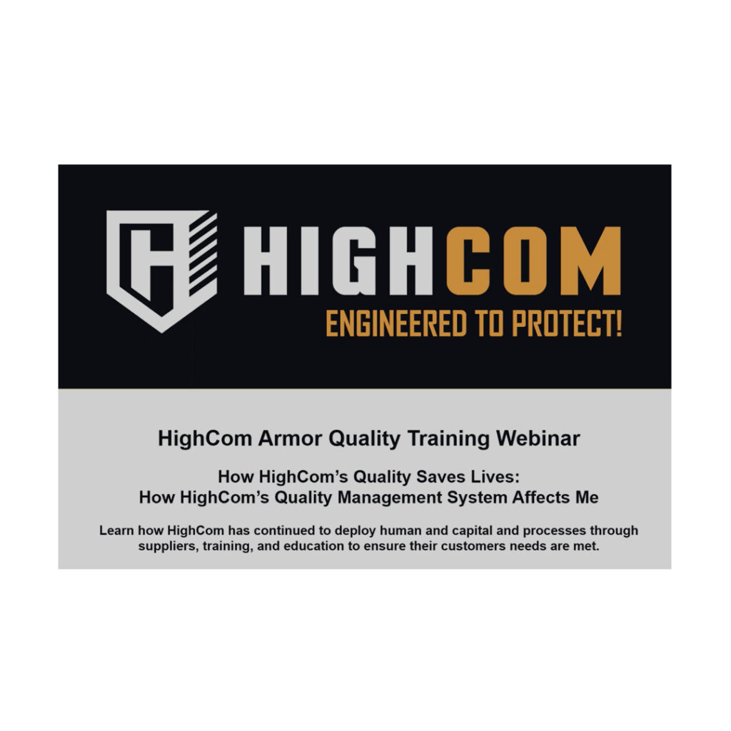 HighCom Armor Training Webinar Screenshot
