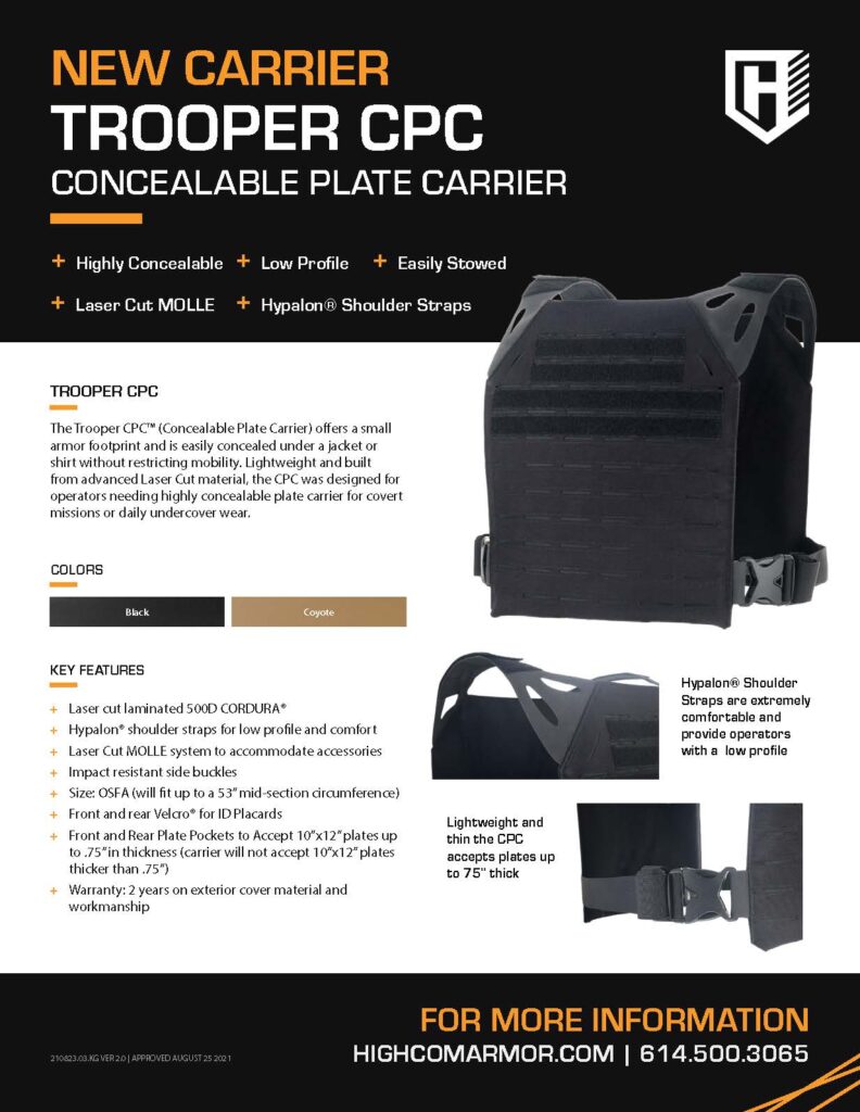 HighCom Armor Trooper CPC Plate Carrier Sales Slick fillable PDF