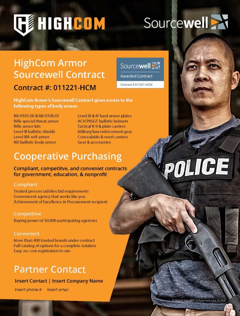 HighCom Armor Sourcewell Contract Fillable Partner Handout PDF